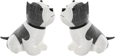 ITEM Deurstopper Hond - 2x - 1 kilo - wit/grijs - polyester - 29 x 18 x 26 cm - tegen klapperende deuren