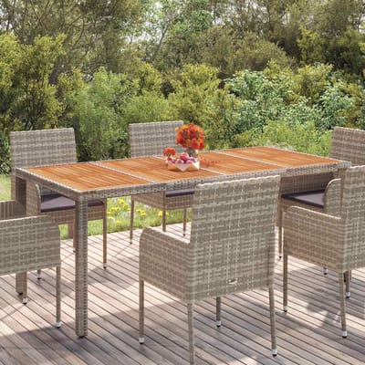 vidaXL - Tuintafel - met - houten - blad - 190x90x75 - cm - poly - rattan - grijs