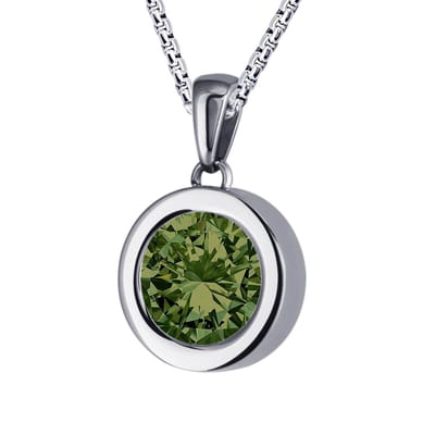Quiges 12mm Mini Munt Hanger Zilverkleurig RVS Glans met Zirkonia Donker Groen Munt en Ketting Ankerketting 42-46cm - SLSHS415