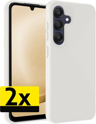Hoesje - 2 Stuks - Geschikt voor Samsung Galaxy A25 - Sterk & Shockproof - Case Siliconen - Back Cover - Telefoon Hoes - Telefoonhoesjes - Wit
