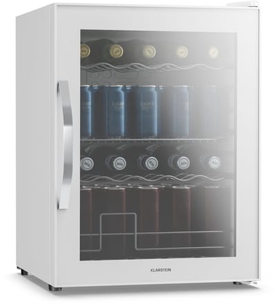 Klarstein drankkoelkast met glazen deur - 60 liter mini-drankkoelkast, dubbel glas, 0-13 °C, 4 uitneembare planken, onderbouw, nauwkeurige temperatuurregeling, stil 39 dB