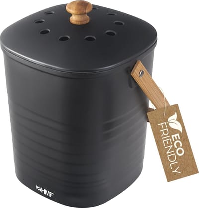 Duurzame Bio Afvalemmer voor Keuken - Geurdicht met Deksel, 3 Liter, Zwart
