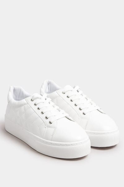 Yours Sneakers Met Doorgestikt Ontwerp In Een (Extra) Brede Pasvorm In Witsize 39EEE