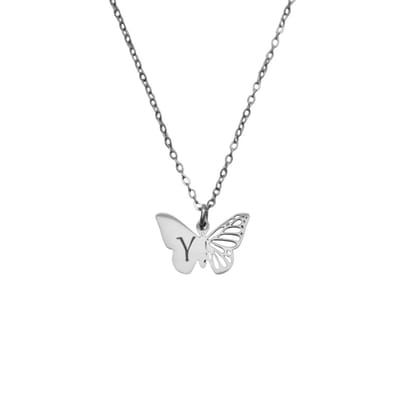 Vlinder Ketting met Initiaal Goud
