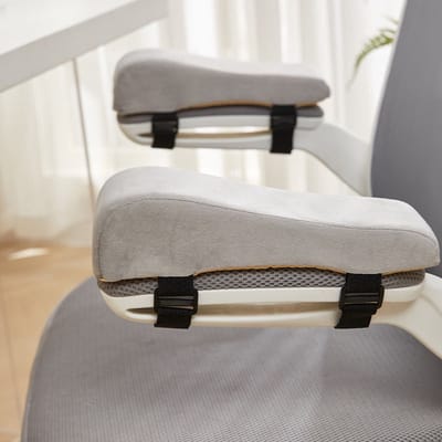Armleuningpads - Armleuningkussens voor stoelen - 2 stuks Elleboog Kussen - Armpads - Verstelbare banden - afneembare armleuningkussens - Geschikt voor bureaustoelen en gamestoelen - Grijs