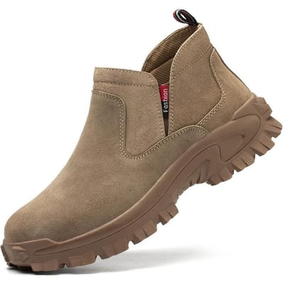 Chaussures de sécurité pour hommes, résistantes aux chocs et aux perforations, une pédale, légères et respirantes, bout en acier, semelle épaissie 46 kaki
