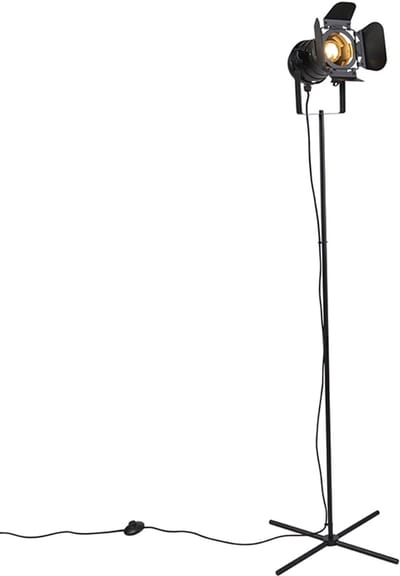 QAZQA movie - Vloerlamp - 1 lichts - H 1670 mm - Zwart