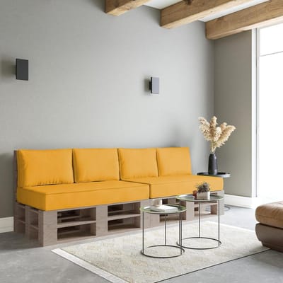 Pallet Kussens - Tuinkussens Sofa Kussens - Buiten Zitten - Waterafstotend Materiaal - Set van 6 - Geel