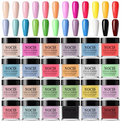 NOCIS 24 Kleur Nagel Kristal Poeder Set Nagelkunst Kristal Poeder Kit Langdurig Levendig 10g*24 voor veelkleurig