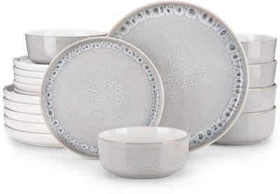 Luxe Serviesset – 18 delig – 6 persoons – Steengoed - Bordenset – Dinner platen – Dessertborden - Kommen - Wit