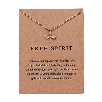 Bixorp Luck Geluksketting met Libelle Goudkleurig - Afscheidscadeau - Cadeau voor Haar / Dames / Vriendin / Mama / Vrouwen - Ketting met Libelle / Dragonfly Hanger