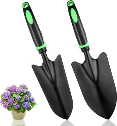 Set van 2 Tuinscheppen van Koolstofstaal, 32.5 x 8 cm en 32.5 x 5 cm, Ideaal voor Planten, Verplanten en Onkruid Wieden met Antislip Handvat