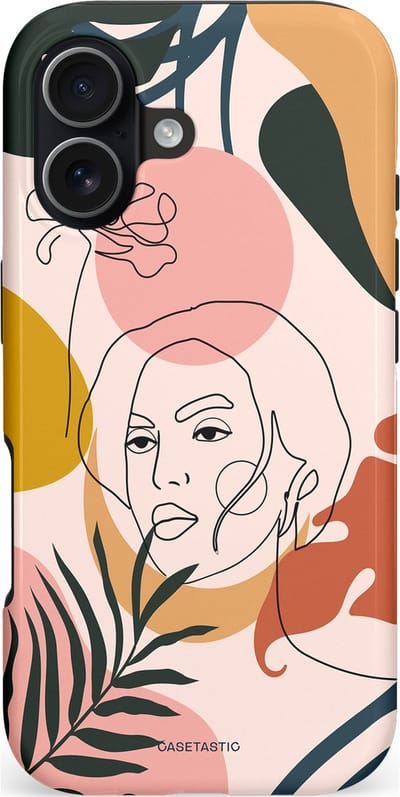 Casetastic hoesje geschikt voor Apple iPhone 17 - MagSafe - Dubbellaagse bescherming - Elegantie van binnen - Fashion Case - Perzik Wit Donkergrijs Zilver