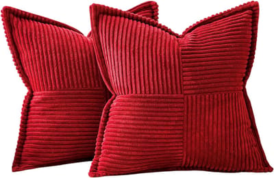 Bankkussen - Effen gestreept decoratief bankkussen voor comfort, bureau- en taillesteun - Maat 40x40 cm - Rood