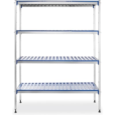 HENDI Aluminium opbergrek – 4 planken – Verstelbare voeten – 1280x405x1685 mm