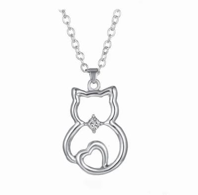 Jomide Ketting Poesje - Zirkonia - Zilverkleurig