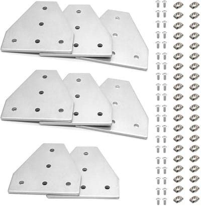 Dailygoods- Profilverbinder T-vormig 20x20 - 10 Stuks Aluminium - 40 Stuks M5-Moeren - 40 Stuks M5-Schroeven - Geschikt voor 3D-Printers - Duurzaam in Gebruik - Profielconnector