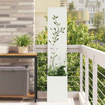 vidaXL - Tuin - Privacy - Scherm - Wit - 32 - x - 32 - x - 150 - cm - Koudgewalst - staal