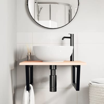 vidaXL - Badkamer - wandschap - staal - en - massief - eikenhout