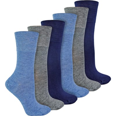 IOMI - Set van 6 bamboesokken voor diabeten voor dames - Blauw