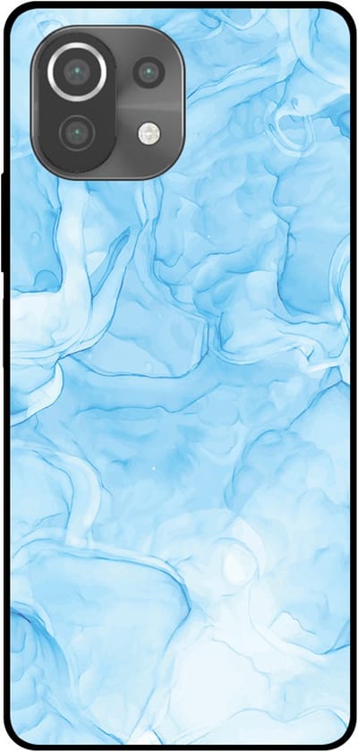 Smartphonica Telefoonhoesje Geschikt voor Xiaomi Mi 11 Lite met marmer opdruk - TPU backcover case marble design - Lichtblauw geschikt voor Xiaomi Mi 11 Lite