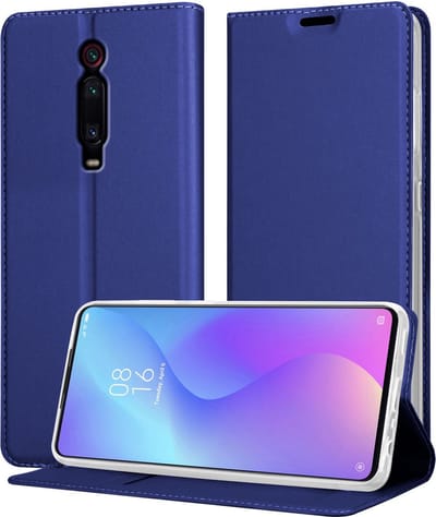 Cadorabo Hoesje geschikt voor Xiaomi Mi 9T / Mi 9T PRO / RedMi K20 / RedMi K20 PRO in CLASSY DONKER BLAUW - Beschermhoes met magnetische sluiting, standfunctie en kaartvakje Book Case Cover Etui