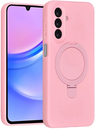 Backcover Hoesje Geschikt voor: Samsung Galaxy A17 5G & Samsung Galaxy A26 Volledig Dekkende Schokbestendige Siliconen Backcover met Ringstandaard – 360° Bescherming - Sakura Pink
