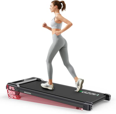 BIGZZIA Draagbare loopbanden - 3-in-1 loopband met 8% hellingshoek - 1-10 km/u - 3,0 pk - tot 130 kg - LED-display - Zwart