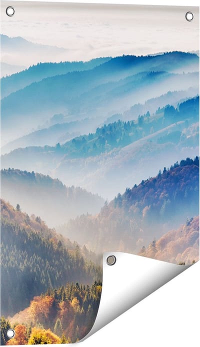Gards Tuinposter Heuvel Landschap van het Zwarte Wout Bos - 40x60 cm - Tuindoek - Tuindecoratie - Wanddecoratie buiten - Tuinschilderij
