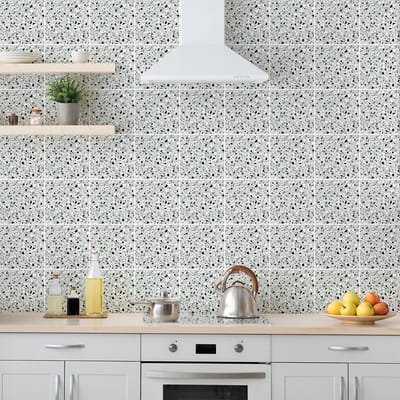 Zelfklevende tegelmuurstickers voor keuken en badkamer - 60 Vito Terrazzo cementtegelstickers - 60 stickers 20x20cm