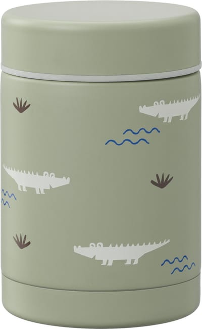 Fresk Thermos Lunchbox 300 ml - RVS Voedselcontainer – BPA-vrij – Lekvrije dop – Thermosbeker – Food Jar tot 6 Uur Warm – Lunchpot - Groen - Crocodile