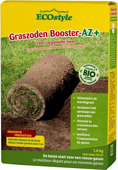 ECOstyle GazonStart AZ Organische Gazonmest - Geeft 120 dagen Voeding - Voor aanleg van Nieuw Gazon – Graszaden & Graszoden – 50 M² – 1,6 KG
