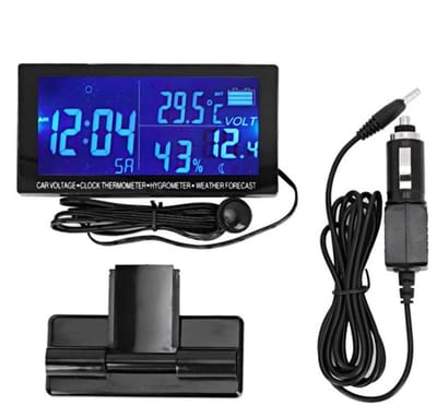 Allecto - Multifunctionele Auto Klok Thermometer - Alarmfunctie - Lcd