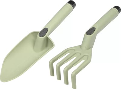 Benson Tuingereedschap set - 2-delig - groen - kunststof - hark en schep - handgereedschap