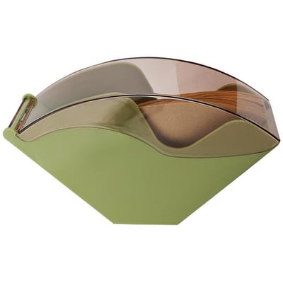 Porte-filtre à café en acrylique avec couvercle Boîte de rangement anti-poussière pour papier filtre en forme d'éventail Distributeur Conteneur Vert vert