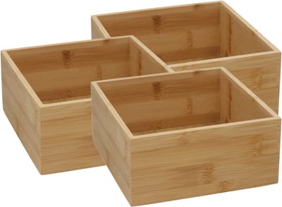 Gerimport Lade organizer - 6x - bamboe hout - 15 x 15 x 7 cm - bakje - kast organizer - organizer - doos