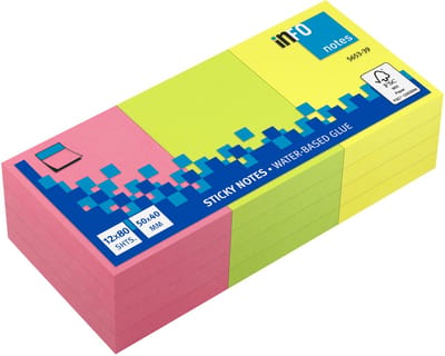 Info sticky notes - Brilliant - 12 x 80 vel - 50x40mm - assorti - IN-5653-39