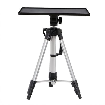 Projectorstatief – Opvouwbare Laptop- en Projectorstandaard - met Plateau en Draagtas – Lichtgewicht Aluminium- voor Thuis, Studio of Kantoor gebruik - Zilver