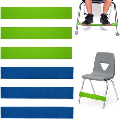 Set van 6 elastische weerstandsgordels voor kinderstoelen, latex fitnessgordels, geschikt voor yoga, 7-11 kg.