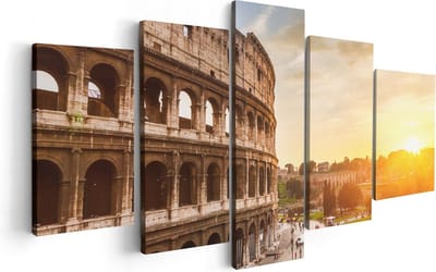 Artaza Canvas Schilderij Vijfluik Colosseum bij Zonsondergang in Italïe - 100x50 - Foto Op Canvas - Canvas Print
