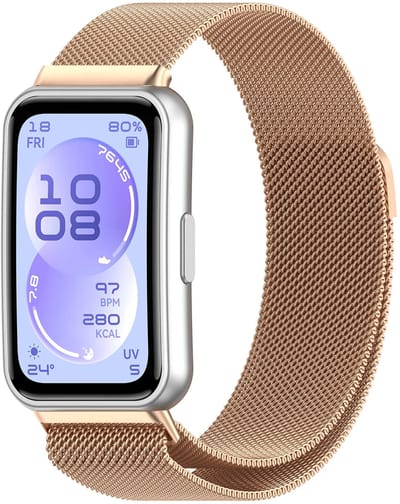 Strap-it Luxe Milanase band geschikt voor Huawei Band 11 / Huawei Band 11 Pro (Roségoud)