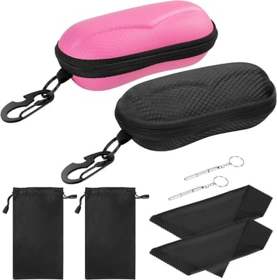 Semi-Hard Zonnebrilhoes met Haak en Schroevendraaier - Universeel - Zwart en Roze - Beschermende Brillenkoker - Mannen en Vrouwen