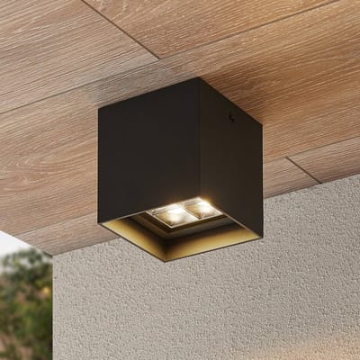 Lindby Eveta LED plafondlamp, 10 cm, antraciet, aluminium, IP65