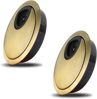 60mm Kabeldoorvoer, 2 Stuks, Zinklegering, Bruin, Roestvrij en Corrosiebestendig voor Kantoor en Bureau, Ideaal voor Kabelbeheer en Netwerkoplossingen