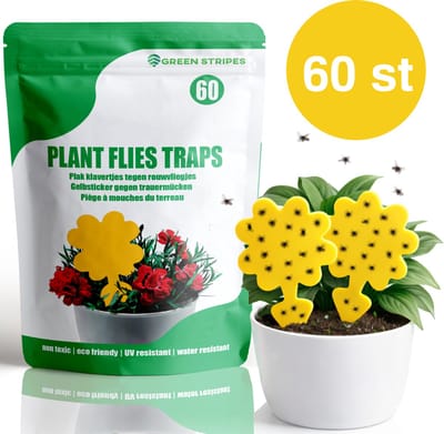 Plak klavertjes tegen rouwvliegjes 60 stuks - Rouwvliegjes bestrijden - Varenrouwmug - Plakstrips - Vangkaarten - Vangplaten - Insectenval - Insectenvanger