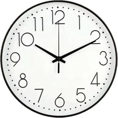 HSXL - Kleine 30cm Design Wandklok met Stil Quartz Uurwerk - Zwart / Wit - HSM001 - Analoog - Klok Modern - Kantoor / Keuken / Slaapkamer / Woonkamer Muurklok