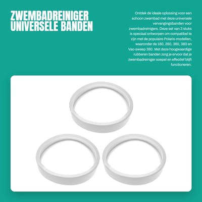 Dailygoods- Zwembadreiniger - Universele Banden - Compatibel met Polaris 180/280/360/380 - Aanpasbare Rubberband - Set van 3 Stuks - Reiniger