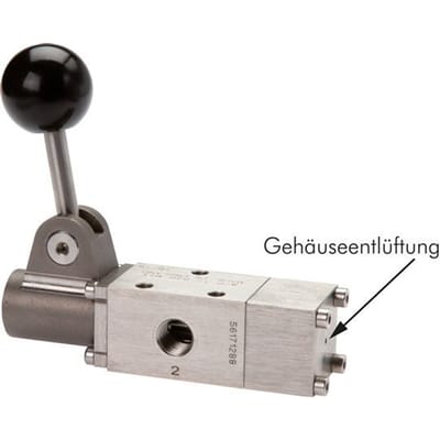 5/2 G1/4'' Handbediend Ventiel RVS -0.95-12bar/-13.2-168psi