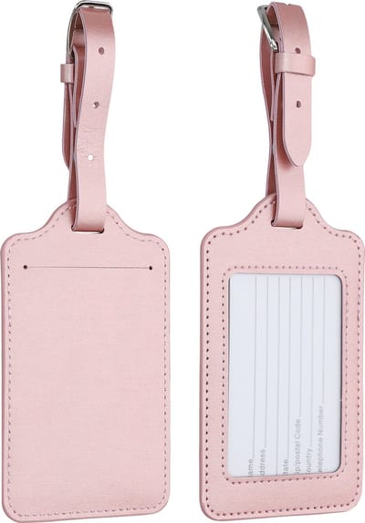 kwmobile 2x bagagelabel voor koffers - Set van 2 kofferlabels - 11 x 7 cm - Van kunstleer in roségoud