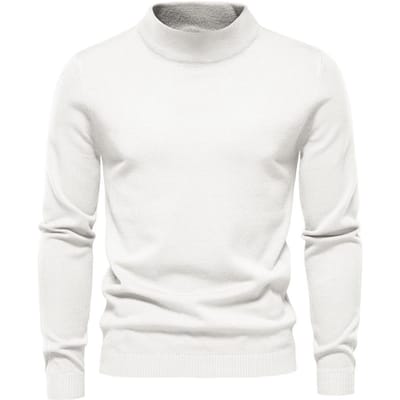 Herfst en winter Niet vervagen Anti-pilling Kerngesponnen garen Effen kleur Heren semi-coltrui Onderkant gebreide trui 4XL